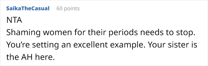 Dad Brings Up Sister’s Affair After She Tried To Convince His 11-Year-Old Daughter That She Shouldn’t Keep Pads In The Bathroom Dad Brings Up Sister’s Affair After She Tried To Convince His 11-Year-Old Daughter That She Shouldn’t Keep Pads In The Bathroom