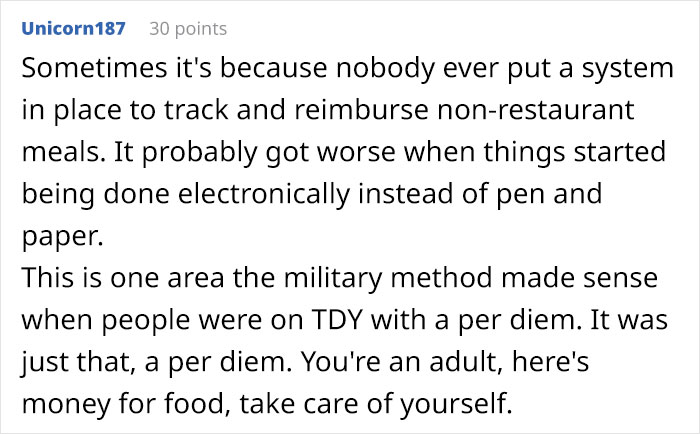 Person Is Allowed $40 For Food On Trips And They Make Sure To Spend All Of It Every Time, Maliciously Complying With The Rules