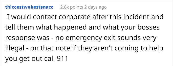 Employee Asks For Legal Advice After Having Restaurant Door Cut To Get Out Of Work After Boss Forbids Them To Call 911 Employee Asks For Legal Advice After Having Restaurant Door Cut To Get Out Of Work After Boss Forbids Them To Call 911