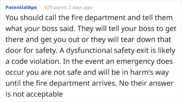 Employee Asks For Legal Advice After Having Restaurant Door Cut To Get Out Of Work After Boss Forbids Them To Call 911 Employee Asks For Legal Advice After Having Restaurant Door Cut To Get Out Of Work After Boss Forbids Them To Call 911
