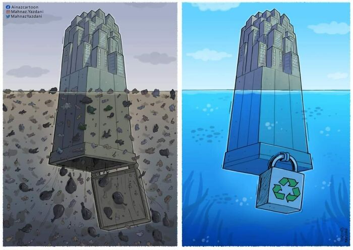 Iranian Artist Criticizes Society's Problems In Strong Illustrations