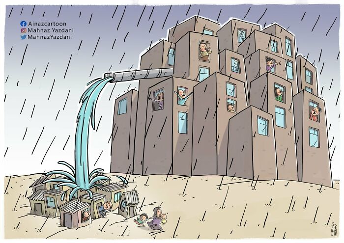 Iranian Artist Criticizes Society's Problems In Strong Illustrations