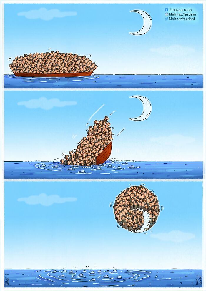 Iranian Artist Criticizes Society's Problems In Strong Illustrations