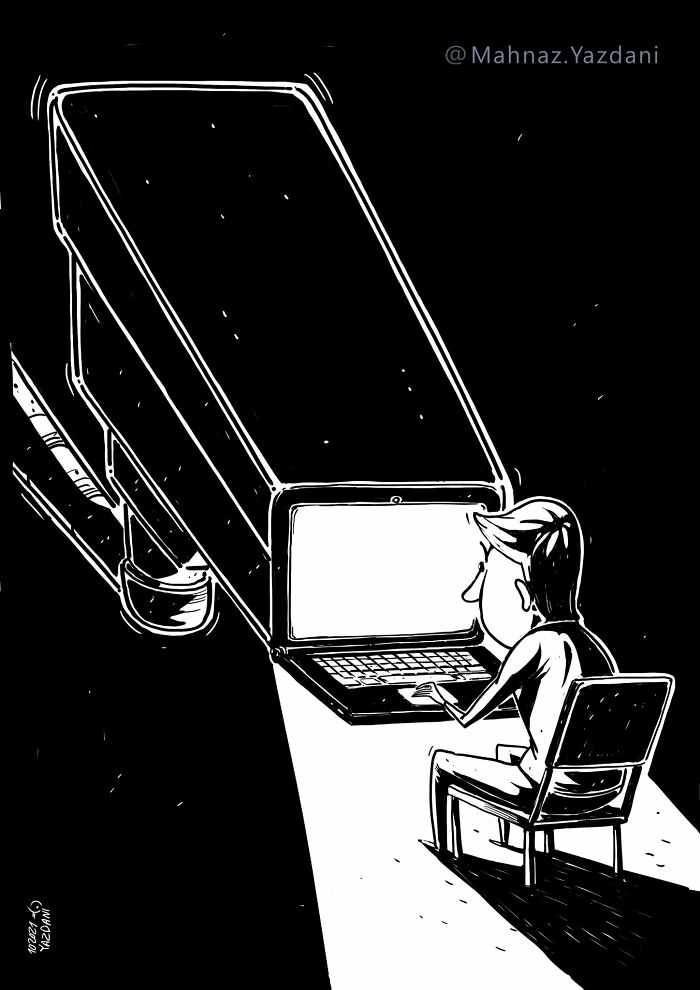 Iranian Artist Criticizes Society's Problems In Strong Illustrations