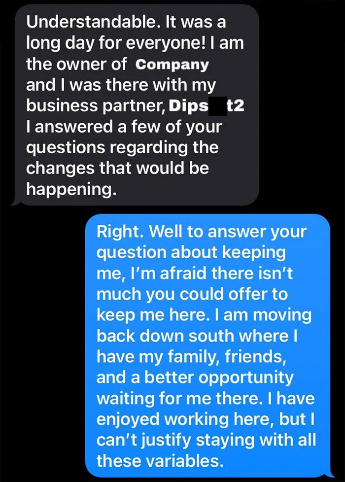 Entitled Boss Begs Moving Worker To Stay, Ends Up Insulting Her And Calling Her A Liar In This Text Exchange