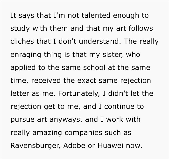 Guy Shows The Harsh Rejection Letter This Prestigious Art School Sent Him, Turns Out Other Applicants Received The Exact Same One