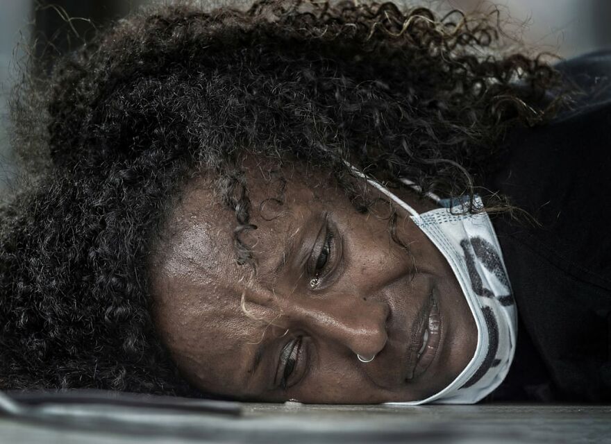 Tears For George Floyd. Gold In Editorial, Political