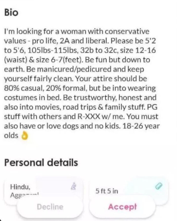 Guy Uses Tinder Like He's Ordering A Mail Order Bride