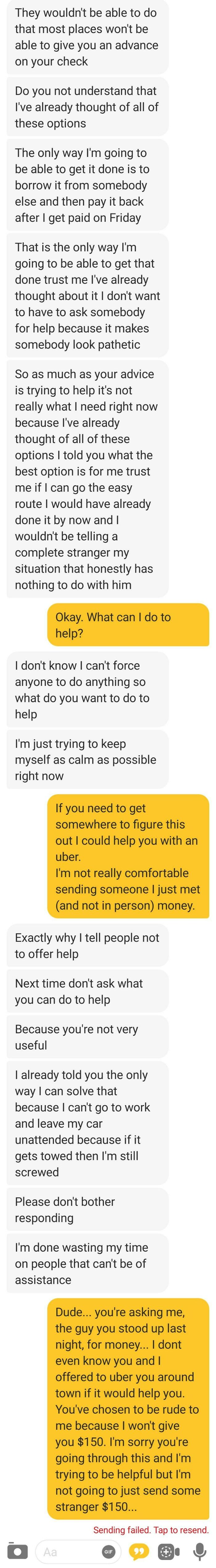 Bumble Girl Wants $150