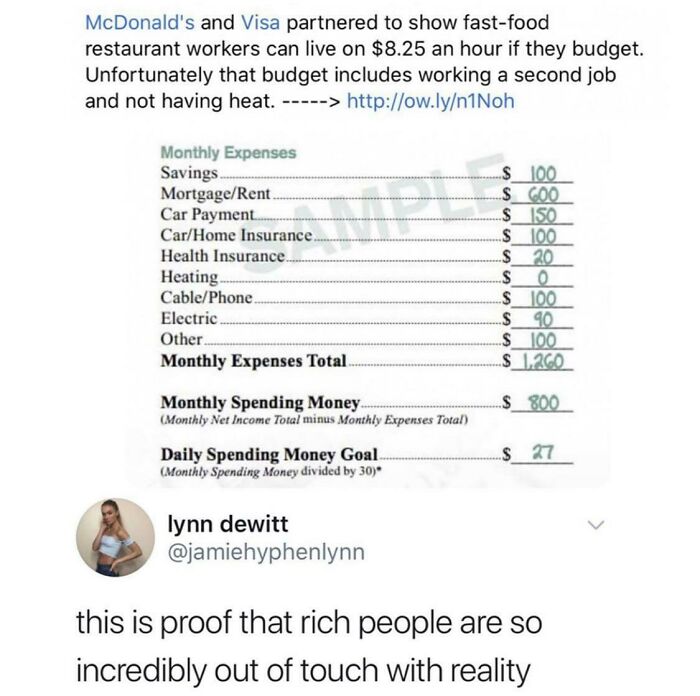 We Should Not Have To Work 2 Jobs To Be Self Sufficient. This List Doesn't Factor In Having Kids Either Smh