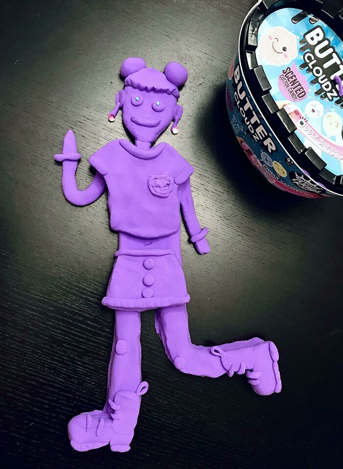 My Child & I Made This Sculpture Out Of Cloud Slime. My Child Named Her Sarah. When We Were Choosing Which Parts Of Sarah To Smash To Add To Our Ball Of Slime My Child Said “Mom I Know What Part Of My Voodoo Doll I Want To Smash Next.” Sarah Where Ever You Are, Watch Ya Back