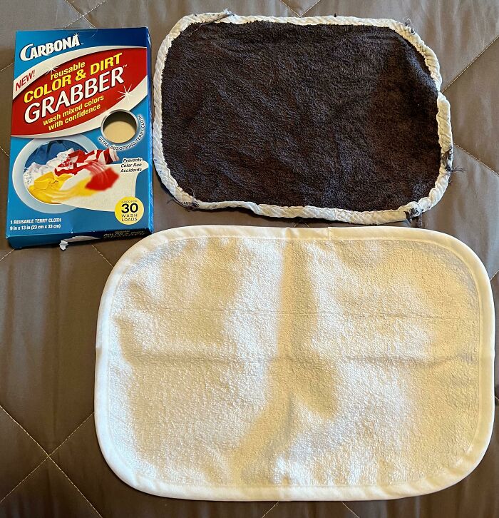 Brand New Laundry Dye Catcher vs. One Used For About A Year