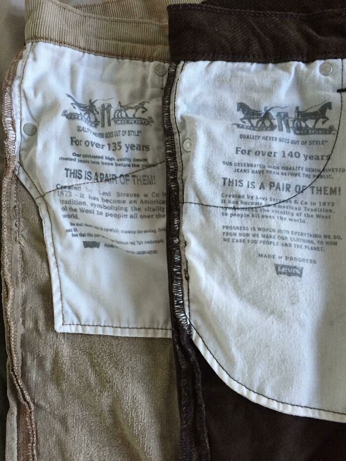 Levi's Seems To Update Their Pants Pocket Number Of Years Text Every 5 Years