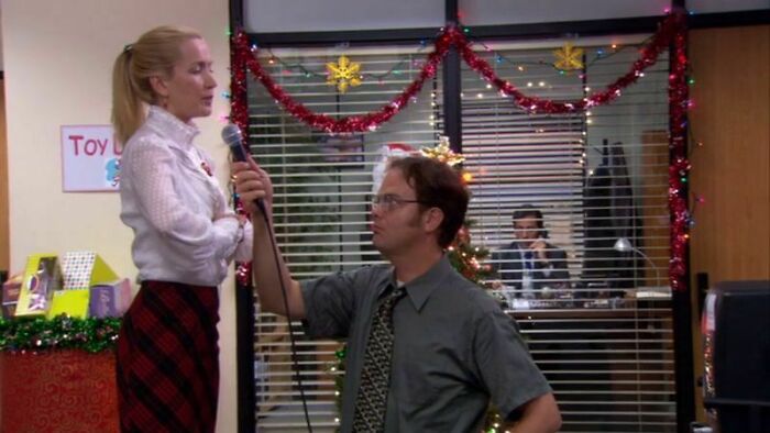 In The Office S1e1, ‘Pilot’, One Of The First Times We See Dwight, He Is Singing The Melody To Little Drummer Boy. In S3e10, ‘A Benihana Christmas’, Angela Reveals It As Her Favorite Song, Implying Dwight And Angela Had A Relationship Before They Started Being Filmed