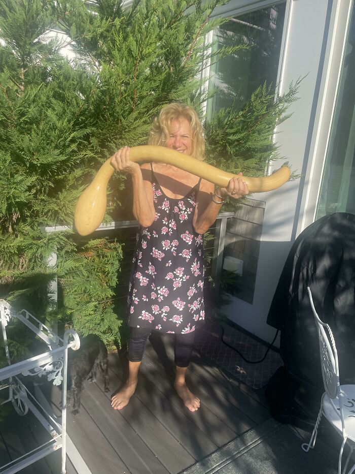My Dad Grew This Giant Zucchini. Mom For Scale