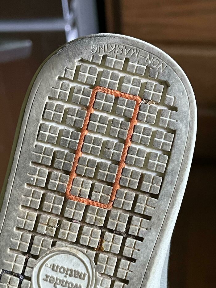 This Hair Tie Stuck In My Shoe Tread