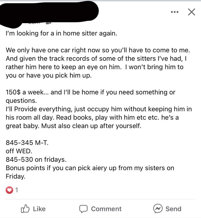 You Should Come Watch My Kid All Week For $150!