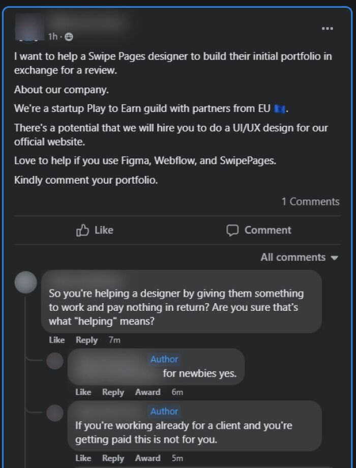 Let Me Help You By Giving You Work And No Payment