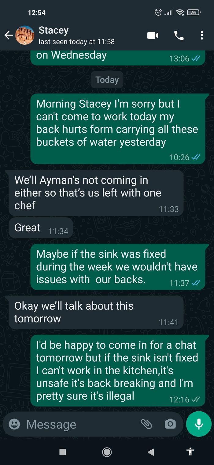 The Drain At My Job Has Been Clogged For A Week And We've Been Using The Bars Tiny Sink Plus Filling The Sink With Water And Then Emptying It To The Toilet With Buckets,for Full Freaking Week