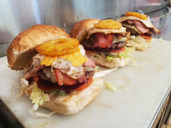 I Work In An Australian Roadhouse Mainly Serving Tradesmen. This Is A Burger With 'The Lot'