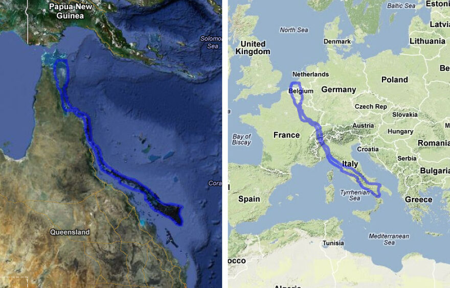 Size Of The Great Barrier Reef Compared To Europe