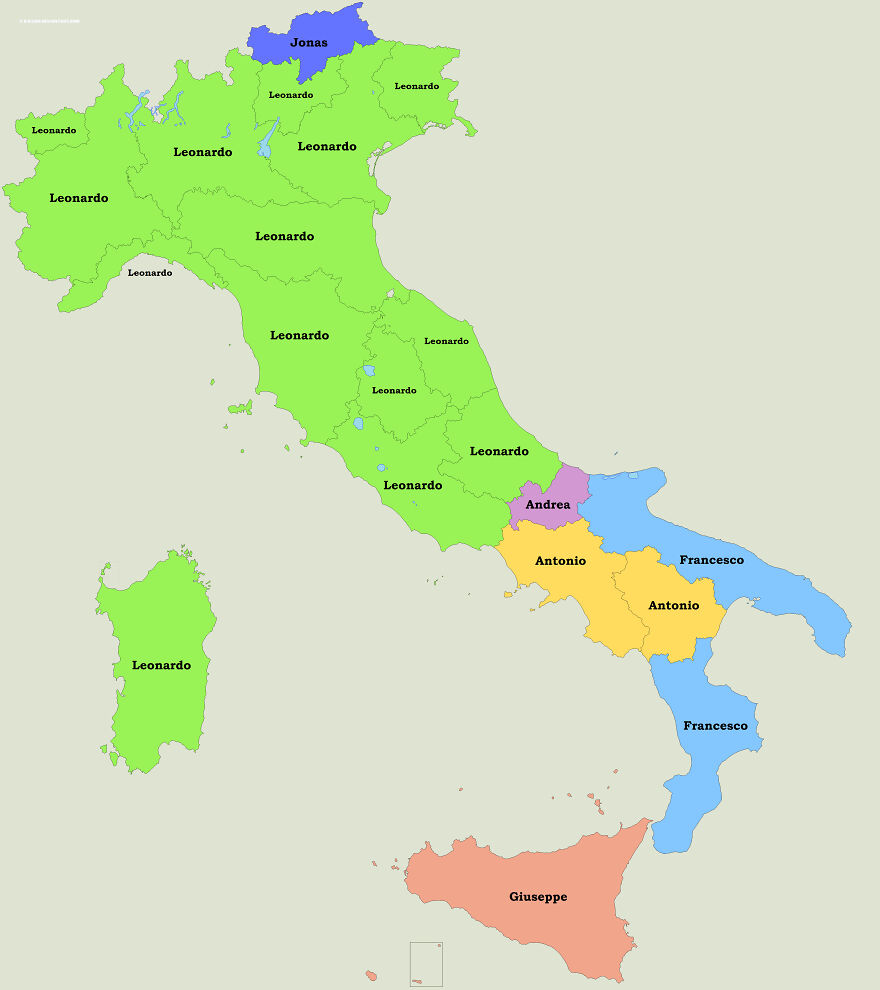 Most Popular Boy Name For Newborns In Each Region In Italy (2020)