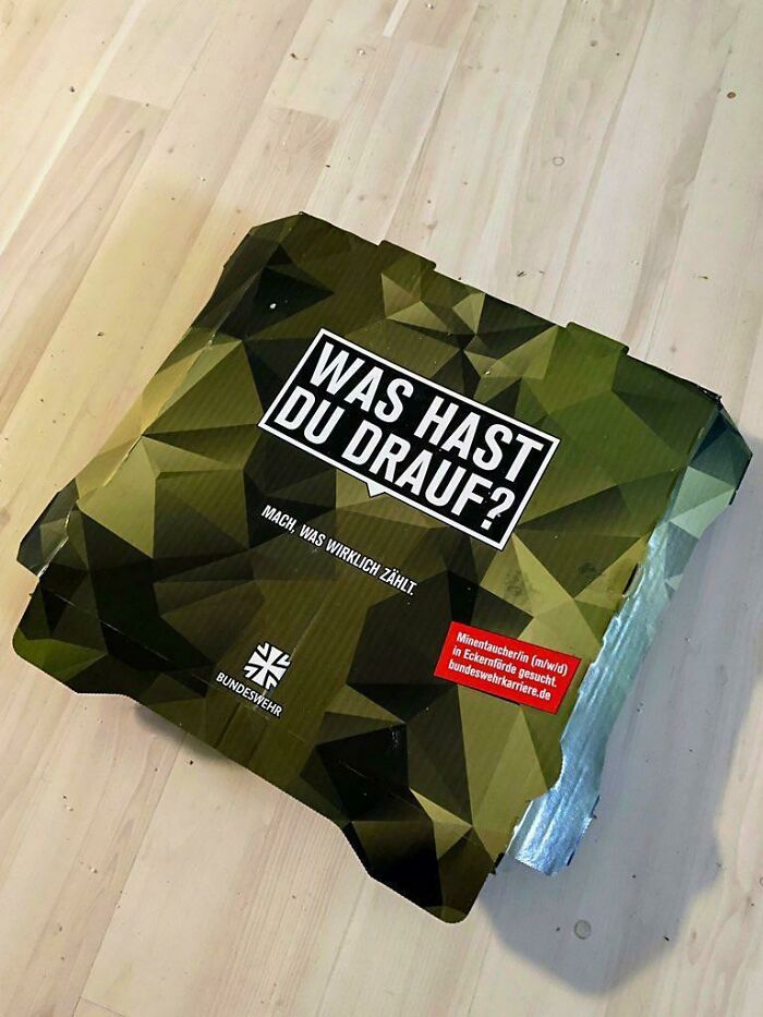 Things Must Be Bad If The German Army Are Now Advertising On Pizza Boxes