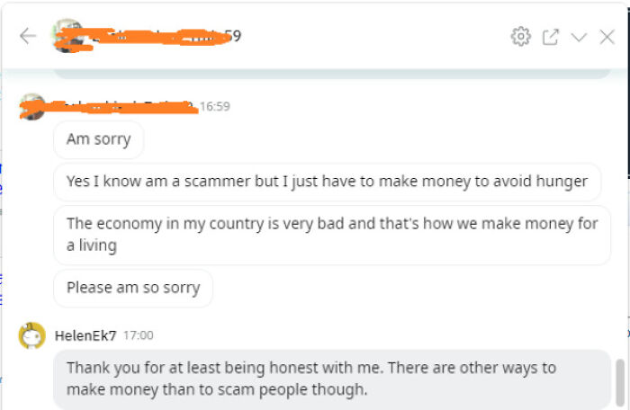 Refreshingly Honest. (Although Still Trying To Me To Send Him/Her My Mobile Number After This)