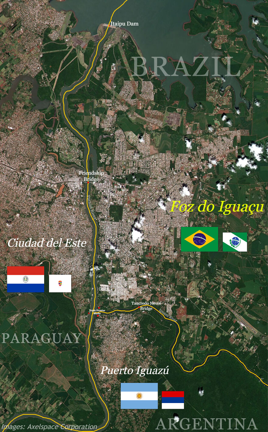 Where Three Nations, Three Cities And Three Cultures Meet. The Triple Frontier Of Brazil, Paraguay And Argentina