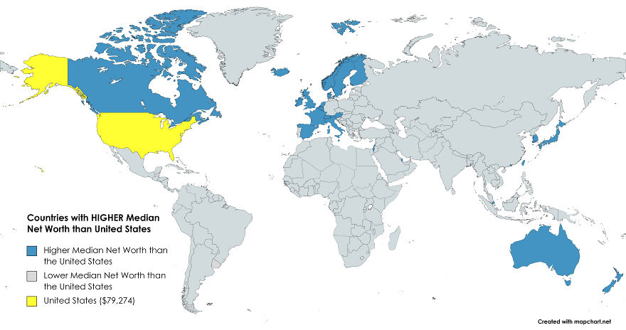Countries With A Higher Median Net Worth Per Adult Than The United States ($usd)