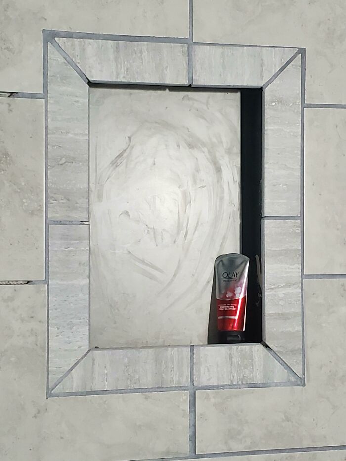 Hired A Guy For A Bathroom/Shower Renovation. Here Is His Tile Work. He Came Highly Recommended