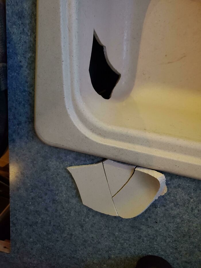 Kitchen Sink After Trying To Break Apart Frozen Chicken Breasts