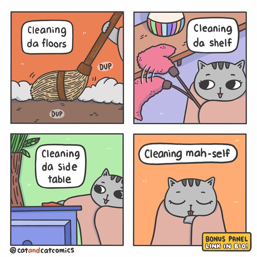 My 23 Wholesome Comics About A Cat And His Human