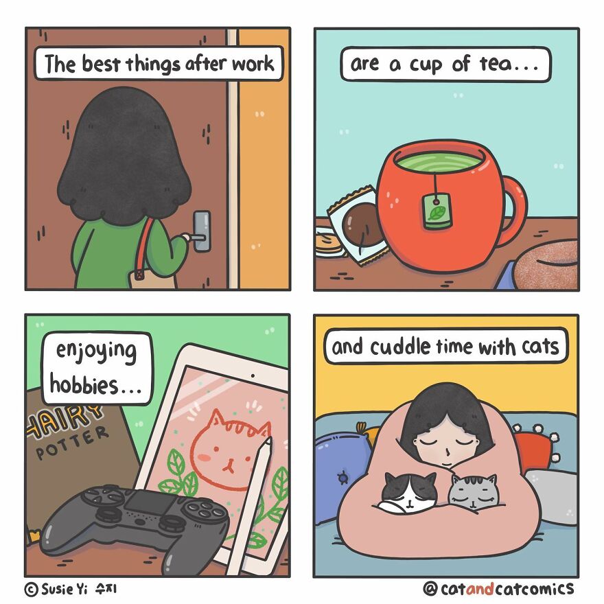 My 23 Wholesome Comics About A Cat And His Human
