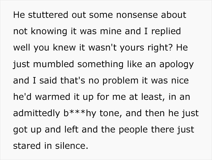 Man Steals Coworker&rsquo;s Food And She Yanks It From Under His Nose, Embarrassing Him In Front Of His Colleagues