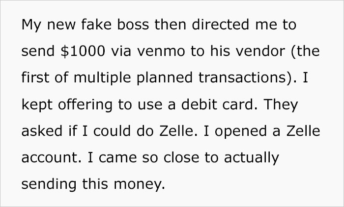 Person Fails To See Red Flags That They Are Being Scammed For $2.2k With Fake Employment Scam