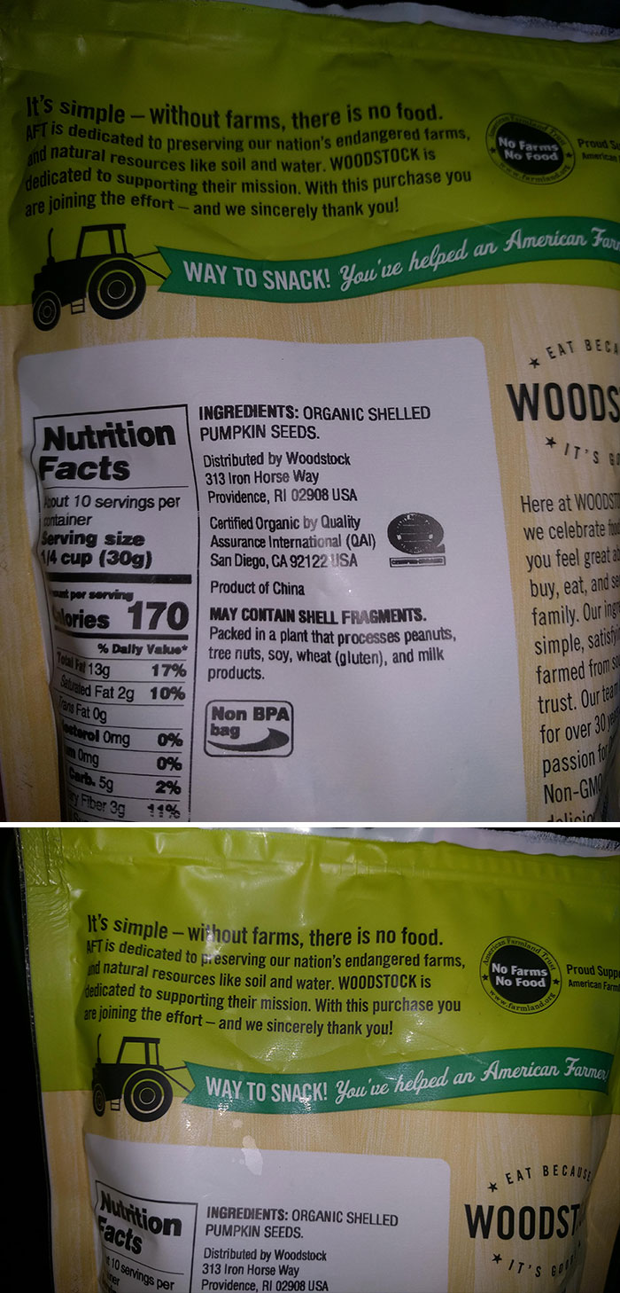 This Pumpkin Seed Bag Practically Begs You To Save The American Farmer And Then Shows That It Wasn't Even Grown In The United States
