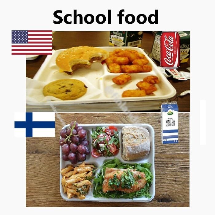 American vs. Finnish school food comparison highlights in the happiest country.
