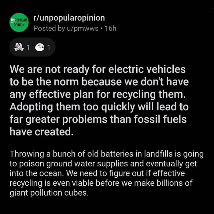 Thoughts?
-
-
-
ignore This:
if You Love Our Post From #reddit And From The #comedy Various Threads Of #askreddit Then This Page #memesdaily Is All About #redditmemes  And Also Different Kinds Of #memes Which Plays #redditthread A Very Important Roles # Than To Be In The #funny
section And Having It #funnymemes In The Massive Increase In The #explorepage And  Allow #instagram And
creates A Larger #explore # To Be Enhanced By #meme And Other #redditstories To Be In The #subreddit Of All Questions And #redditmemes #questionsandanswers Required In #dailymemes For Questions And #answers Of All Things. 
#opinion #unpopularopinion #tesla #car #electriccar #electriccars #vehicle #environment