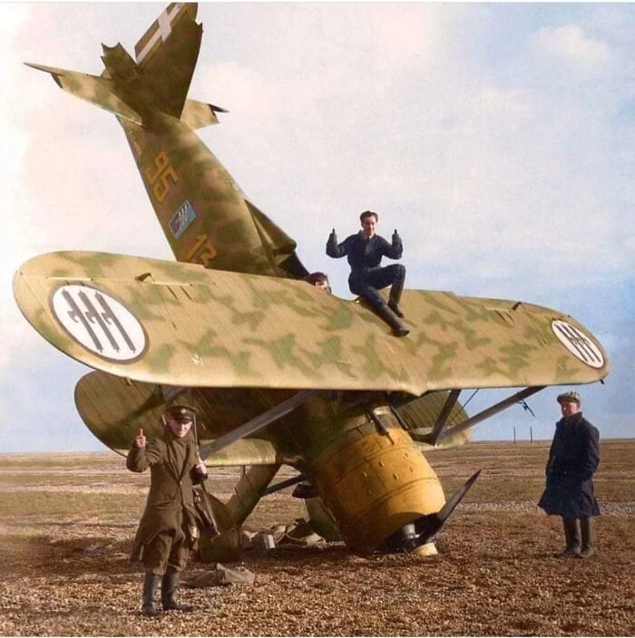 Men Of The British Home Guard Stand Watch Over A Crashed Italian Fiat Falco Somewhere In Southern England During Battle Of Britain