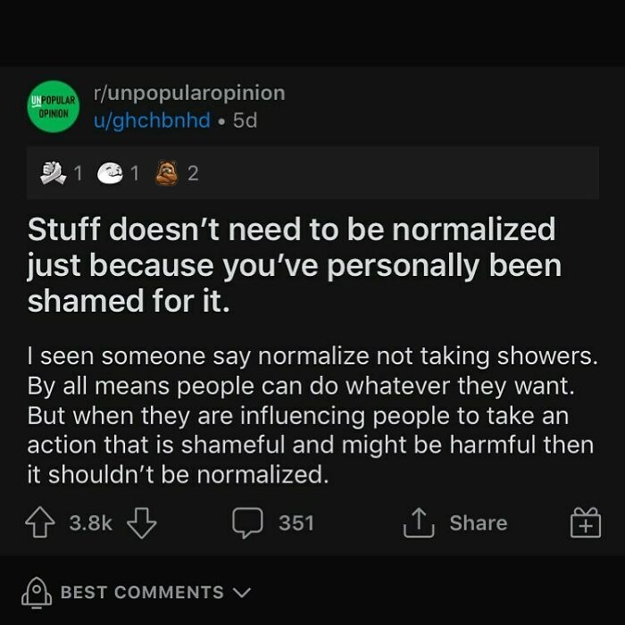 Are You Supportive Of Normalising Things ?