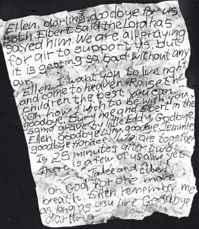 Letter From A Trapped Coal Miner Says Goodbye To His Wife, 1902