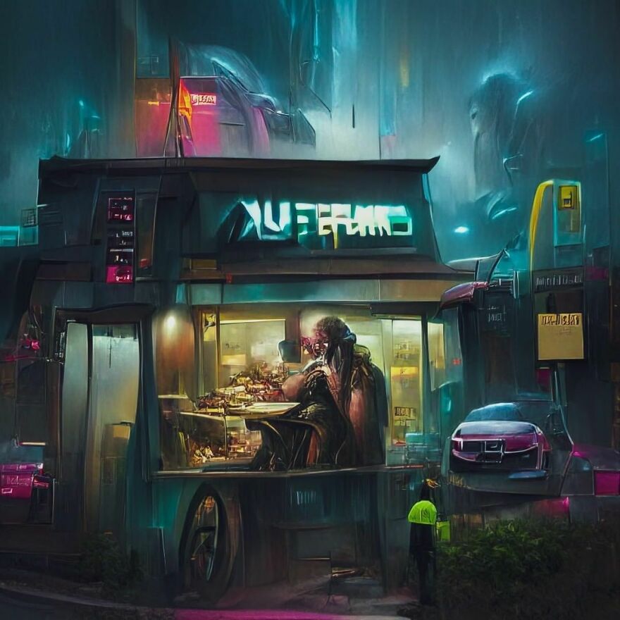 Cyberpunk Food Market