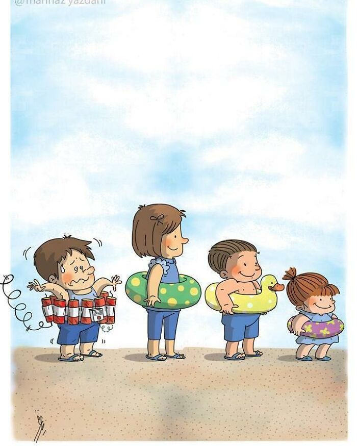 Iranian Artist Criticizes Society's Problems In Strong Illustrations