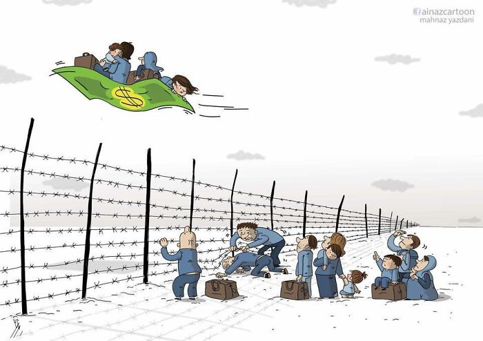 Iranian Artist Criticizes Society's Problems In Strong Illustrations