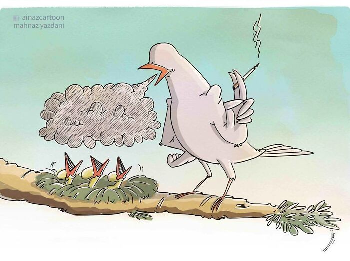 Iranian Artist Criticizes Society's Problems In Strong Illustrations