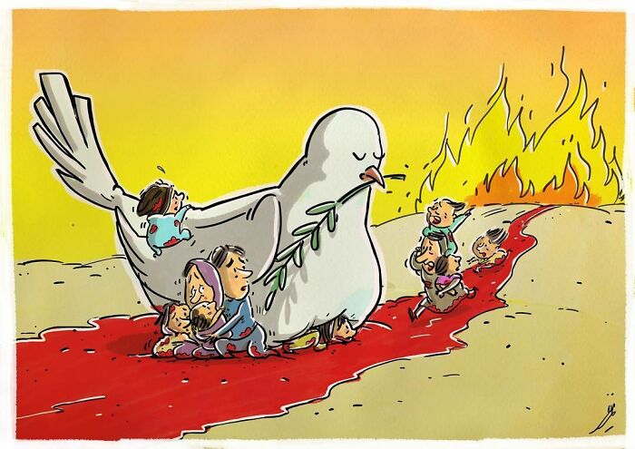 Iranian Artist Criticizes Society's Problems In Strong Illustrations