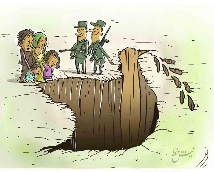 Iranian Artist Criticizes Society's Problems In Strong Illustrations