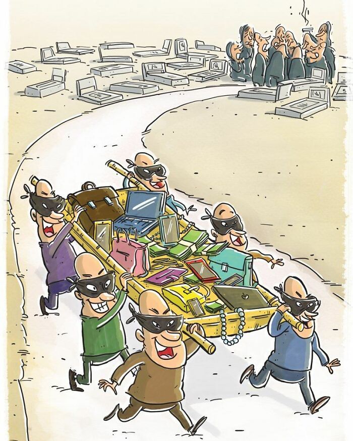 Iranian Artist Criticizes Society's Problems In Strong Illustrations