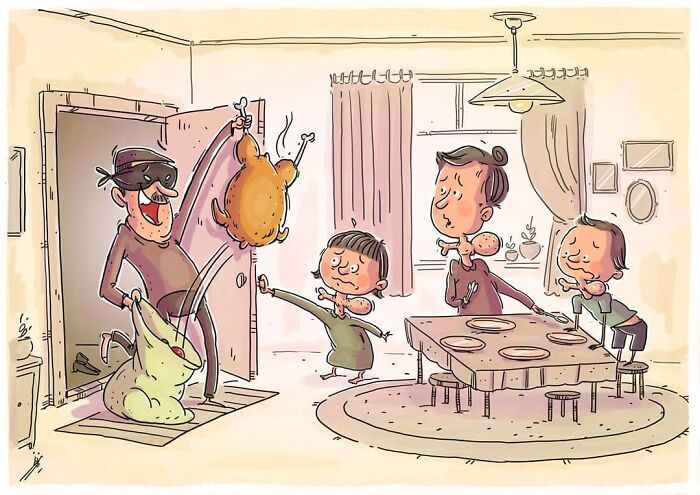 Iranian Artist Criticizes Society's Problems In Strong Illustrations